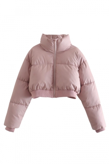 new solid color non-stretch zip-up fashion warm cotton jacket