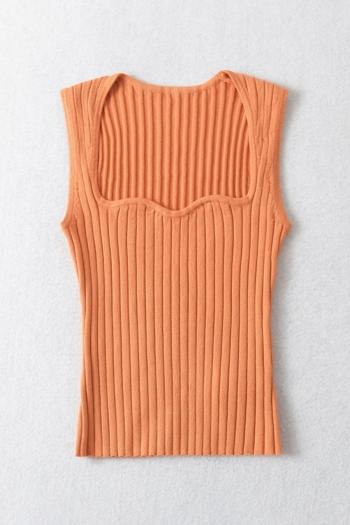 slight stretch 5 colors square-neck stylish all-match knitted tank top