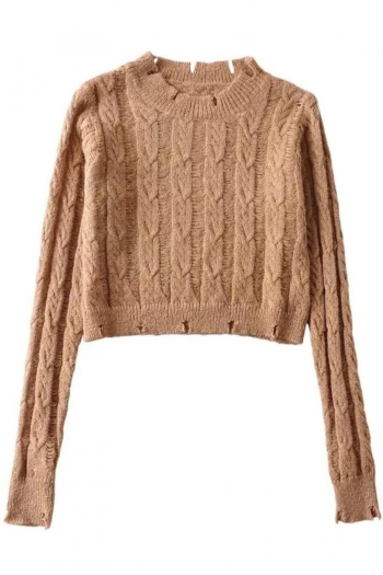 slight stretch 5 colors solid color knitted retro twist stylish thin sweater