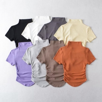 stretch 8 colors short sleeve slim stylish top