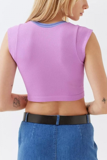 Sexy slight stretch simple ribbed knit slim cropped top(different color from EA010440)