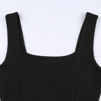 Sexy slight stretch backless eyelet tied all-match crop tank top