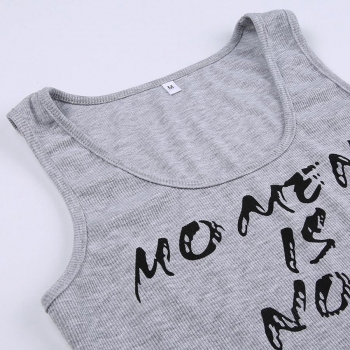 Sexy slight stretch 2 colors letter fixed printing all-match crop tank top