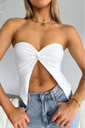 sexy xs-l slight stretch solid color 5 colors strapless kink backless top