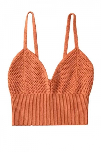 sexy slight stretch knitted 7 colors orange sling crop tank top(size run small)