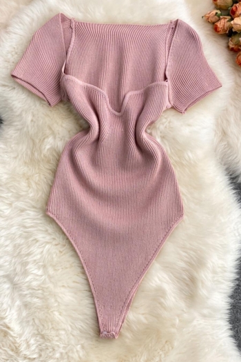 exquisite stretch ribbed knit 6 colors square neck bodysuit