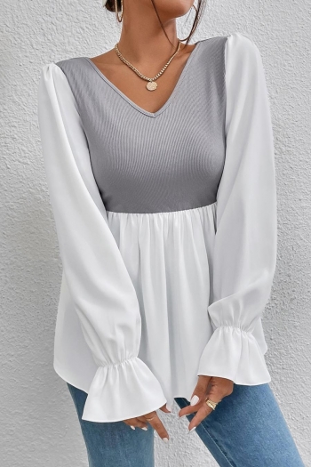 casual slight stretch crew neck puff sleeve blouses