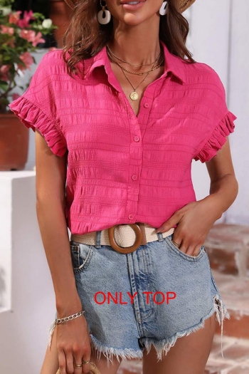 casual non-stretch chiffon solid color single-breasted stringy selvedge shirt