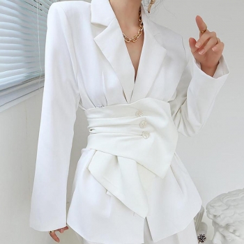stylish non-stretch simple solid color waist high quality blazer
