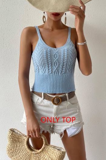 stylish 7 colors stretch knitted sling backless slim solid color vest