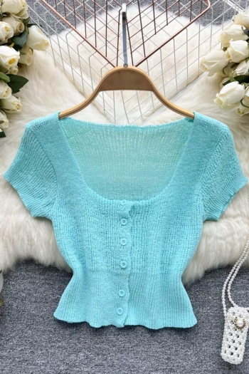 exquisite 7 colors stretch knitted single-breasted slim crop top