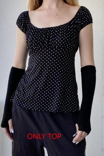 stylish slight stretch polka dot printing all-match top
