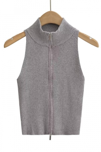 stylish slight stretch solid slim double-ended zip-up knit vest size run small
