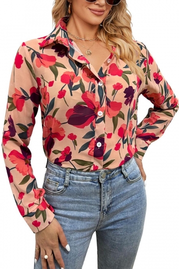 casual non-stretch flower batch printing blouses