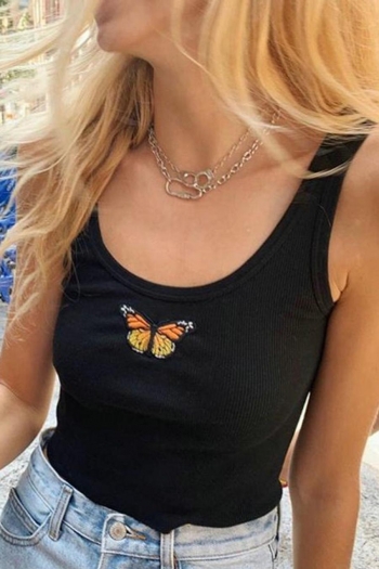 sexy slight stretch cotton butterfly slim vest#1#