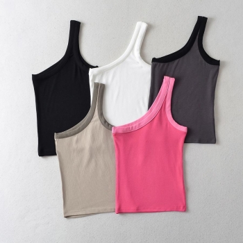 sexy slight stretch 5 colors one shoulder slim tank top size run small