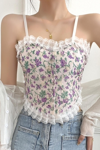 sexy non-stretch floral printing padded tank top(suitable for 80-130catties)
