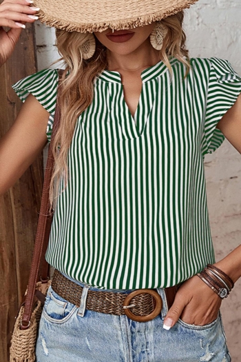 casual non-stretch stripe blouses