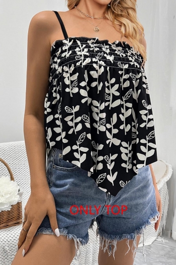 stylish non-stretch floral printing all-match sling vest #1
