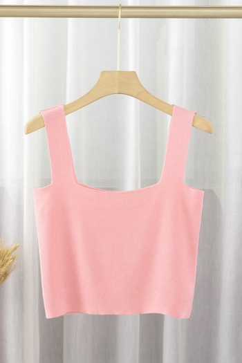 exquisite slight stretch thin knitted 7 colors all-match crop tank top
