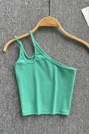 exquisite 15 colors stretch one shoulder backless slim crop vest