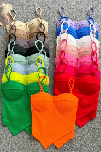 sexy 14 colors slight stretch padded sling backless crop vest