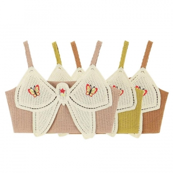 sexy slight stretch sling embroidery butterfly knit crop vest size run small