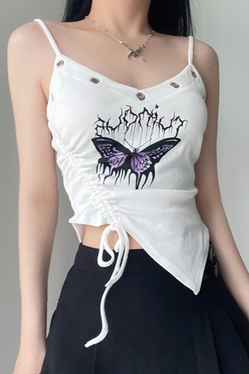 sexy stretch butterfly eyelets drawstring sling vest