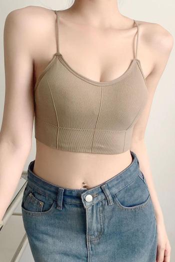 exquisite slight stretch ribbed knit backless padded tank top