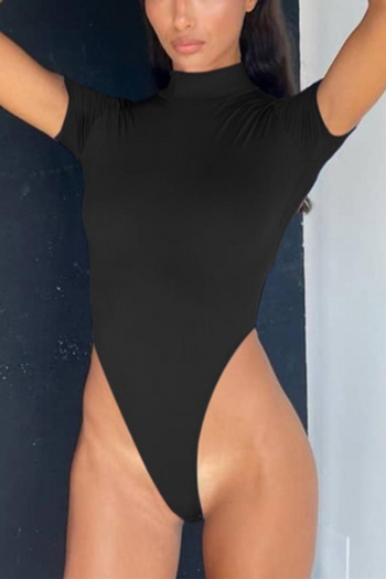 sexy slight stretch mesh stitching hollow backless bodysuit