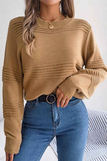 casual slight stretch knitted 3 colors crew-neck sweater