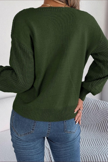 Casual slight stretch twist knitted 3 colors square-neck all-match sweater