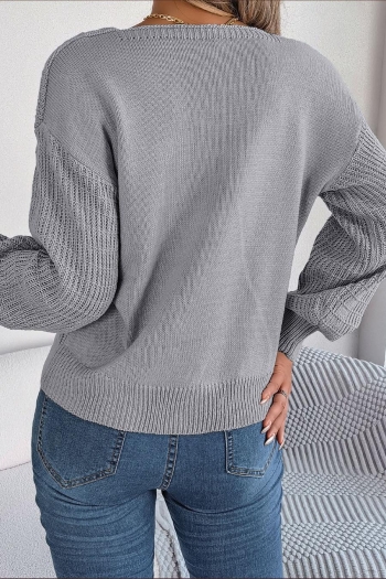 Casual slight stretch twist knitted 3 colors square-neck all-match sweater