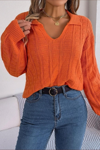 casual slight stretch knitted 3 colors orange all-match sweater