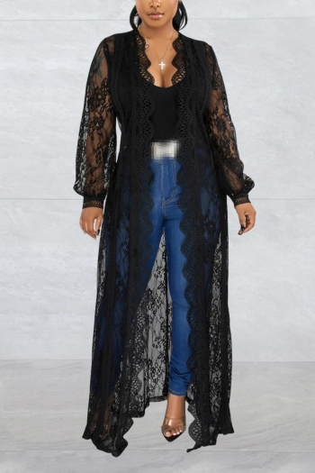 sexy plus-size stretch wave lace loose outer smock