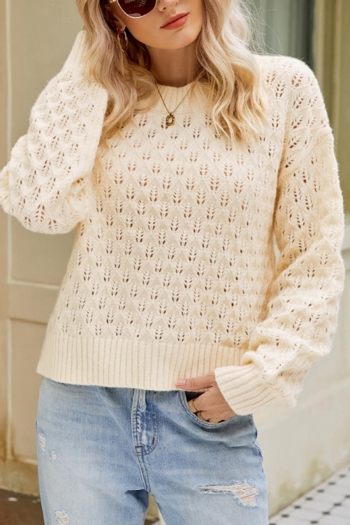 stylish slight stretch cut out knitted 3 colors all-match sweater