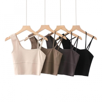 sexy slight stretch 4 colors backless sling crop vest(size run small)