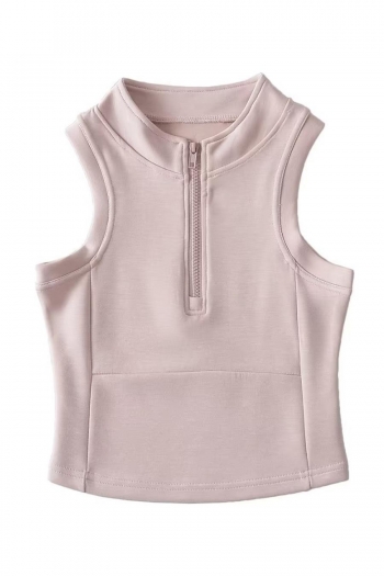 sexy slight stretch 5 colors zip-up all-match crop vest(size run small)