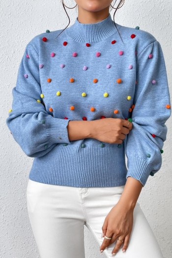 stylish slight stretch 5 colors fur-ball decor all-match sweater