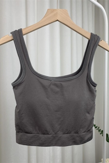 exquisite slight stretch 3 colors ribbed knit solid color padded tank top