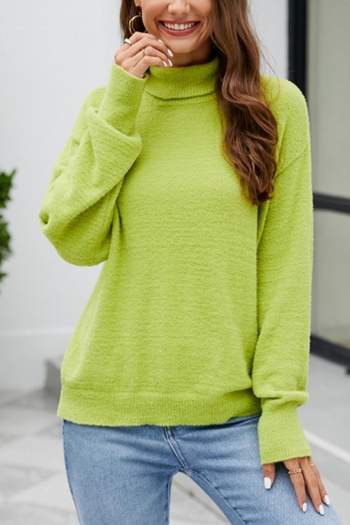 casual slight stretch knitted 4 colors turtleneck all-match sweater