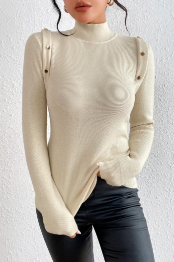 casual slight stretch ribbed knit button sweater