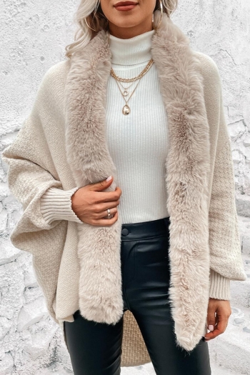 exquisite slight stretch fur collar solid color sweater(only outerwear)