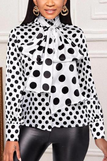 casual plus size non-stretch dot printing crew neck blouses