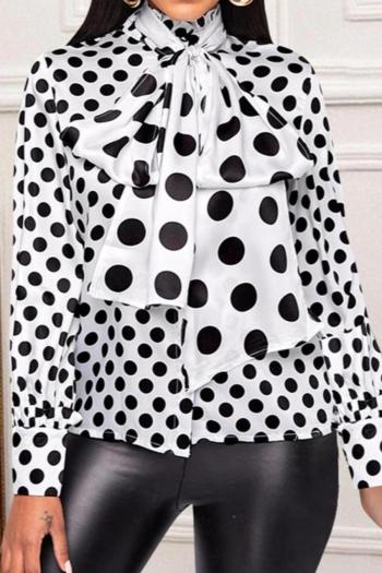 casual plus size non-stretch dot printing crew neck blouses