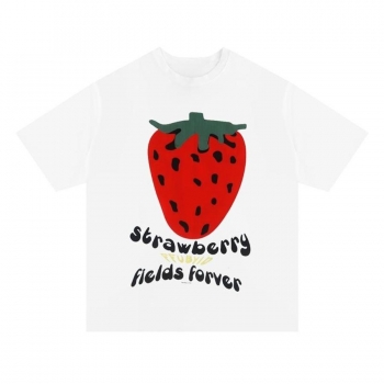 casual slight stretch strawberry letter printing t-shirts size run small
