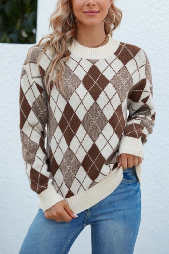 casual slight stretch lattice knitted 3 colors all-match sweater