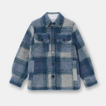 stylish non-stretch plaid print button pocket loose wool jacket size run small#3