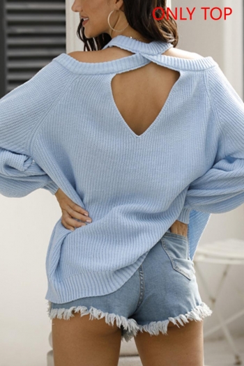 exquisite slight stretch knitted 4 colors hollow all-match sweater(only sweater)