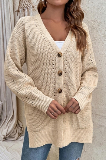 casual slight stretch knitted 6 colors v-neck single-breasted sweater